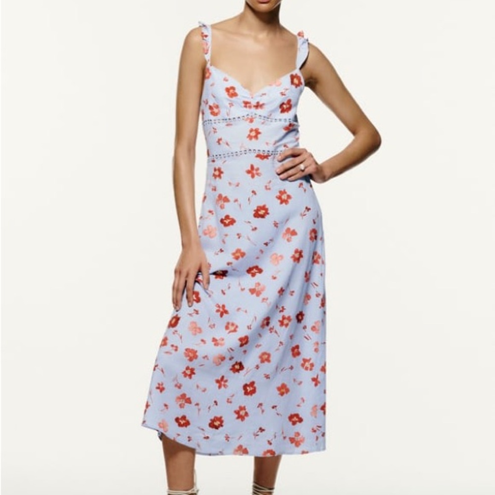 Zara Floral Midi Dress, Size Medium